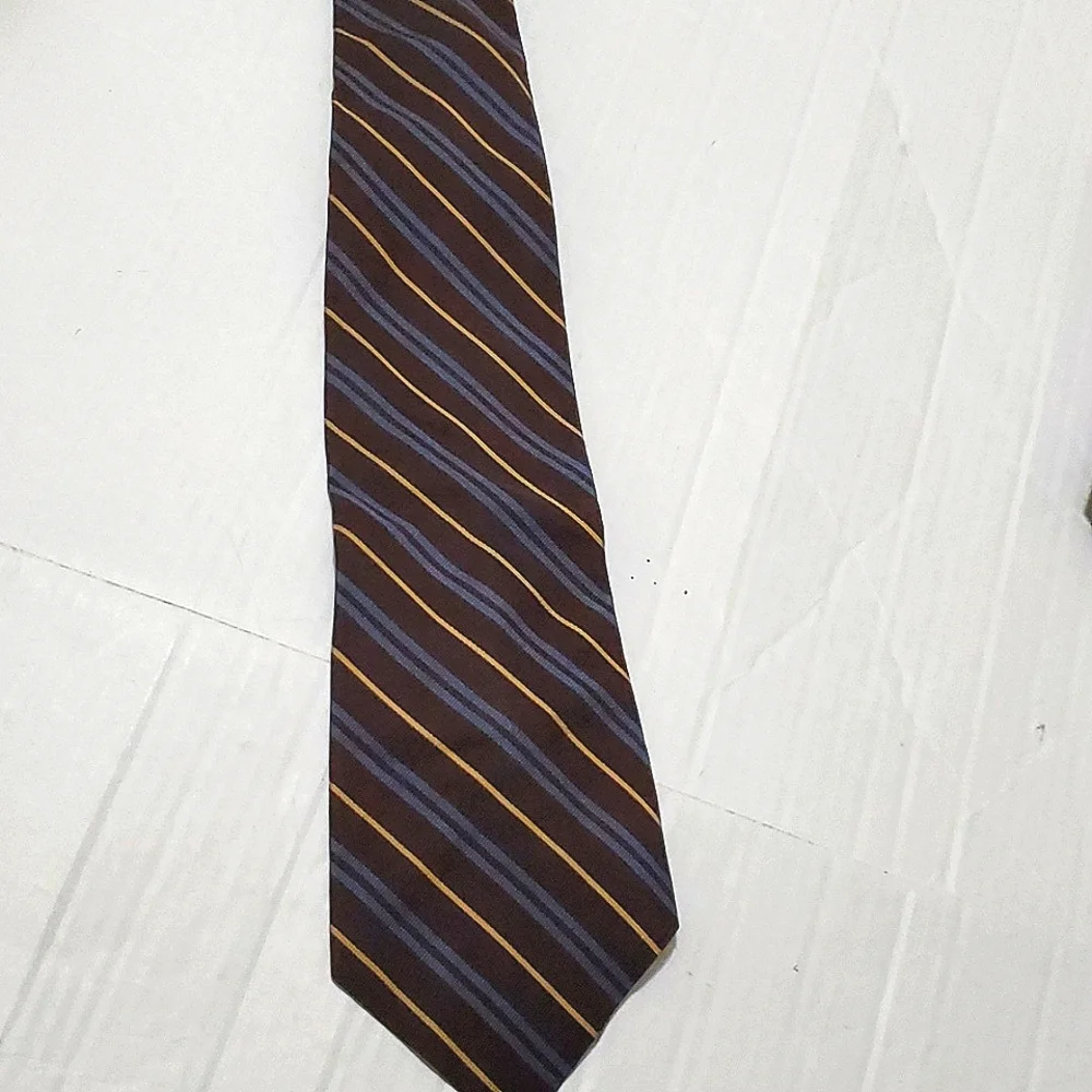 Nordstrom Brown & Blue Classic Stripes Office Career Tie Retro Style